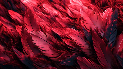 Wall Mural - Abstract background with red feathers, generative AI.