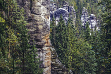 Wall Mural - High sandstone rock formations in Adrspach-Teplice Rocks national park in Czech Republic