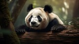 Fototapeta  - Panda on the tree. Generative AI