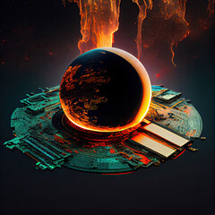 Wall Mural - image of a hot planet. generative ai.