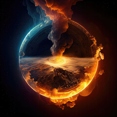Wall Mural - image of a hot planet. generative ai.