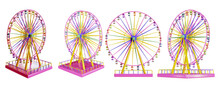 Ferris Wheel Icon Sets. 3d Rendering
