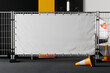 © alex - Outdoor advertising fence banner mockup. 3D rendering
