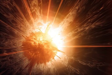 Wall Mural - close-up of sun, with bursts of light and explosions in the background, created with generative ai