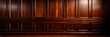 Luxury wood paneling wall background or texture. Highly crafted classic / traditional wood paneling wall and floor, with a frame pattern, Extra wide format. Hand edited generative AI based.