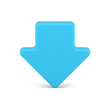 Down arrow blue back download symbol downward direction 3d icon realistic vector illustration
