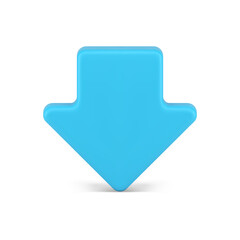 Wall Mural - down arrow blue back download symbol downward direction 3d icon realistic vector illustration
