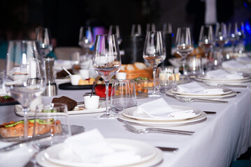 Wall Mural - table setting at the event. clean glasses on the table