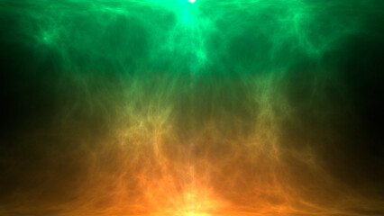 Wall Mural - abstract green and orange gradient smoke energy background