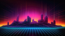 Retro Futuristic Synthwave Retrowave Styled Night City
