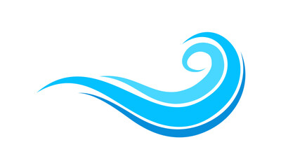 Wall Mural - abstract blue wave wind water flow vector element logo editable stroke line swirl roll liquid. sea o
