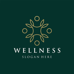 Wall Mural - Wellness natural abstract logo template design with unique natural person and leaf concept with creative idea.Logo for business, health, meditation, relaxation.