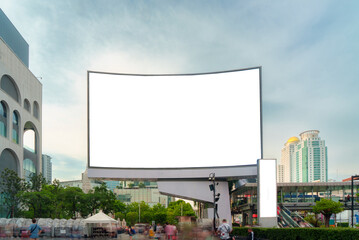 Big Blank billboard with copy space for your text message or content in center of city.