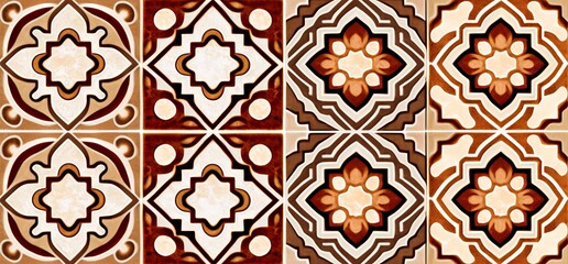 Poster - Digital wall tiles design Damask Moroccan pattern for wall interior ceramic wall tile background texture, Generative AI