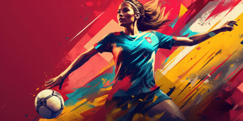 Abstract FIFA Women's World Cup art concept. Vivid background wallpaper. Generative AI