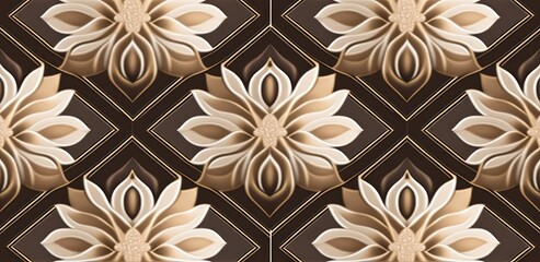 Sticker - Golden flower Digital wall tiles design, Print in Ceramic Industries Beautiful set of tiles, Generative AI