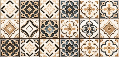 Digital wall tiles design Damask Moroccan pattern for wall interior ceramic wall tile background texture, Generative AI