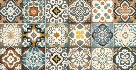 Seamless colorful patchwork Moroccan tile. motifs Majolica pottery tile. Portuguese and Spain decor wall and floor Ceramic tile Design, Generative AI