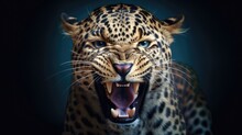 Angry Leopard Head Generative AI