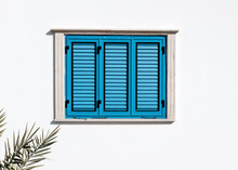 Wooden Window With Green Leaves