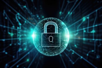 Binary code lock and key. Generative AI.
