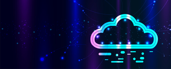 Cloud technology. Integrated digital web concept background