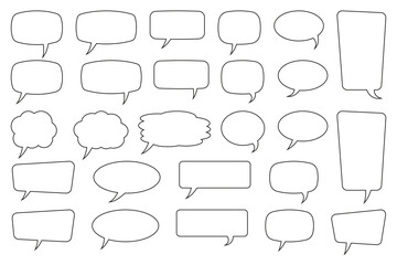 set of line speech bubbles with editable stroke. speak bubble text, cartoon chatting box, message bo