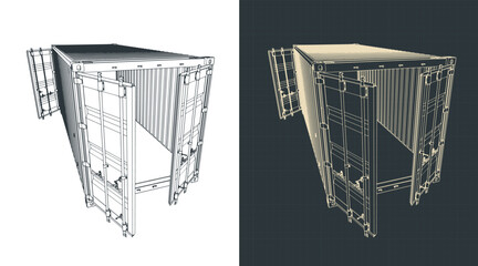 Wall Mural - Cargo container sketches