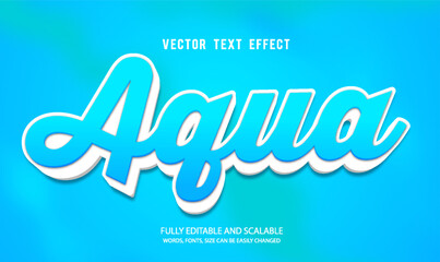 Wall Mural - Aqua 3d Vector Editable Text Effect  With Text Effect