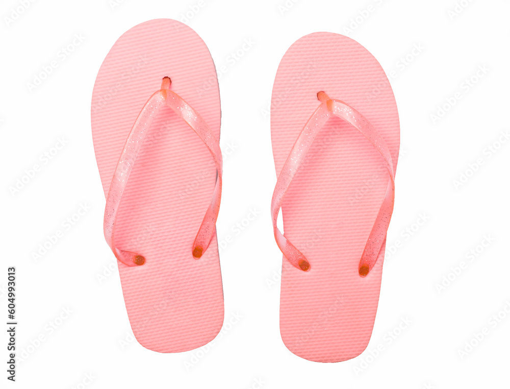 Bright flip flops isolated on white, top view Stock Photo | Adobe Stock
