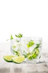 Poster - Refreshing tasty drink with ice and mint.