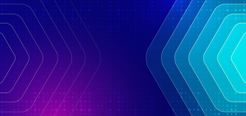 Fototapete - Geometric background with hexagonal and high-tech elements for presentation or banner. Medical, technology, or science design. Molecule structure abstract background. Modern technical background.