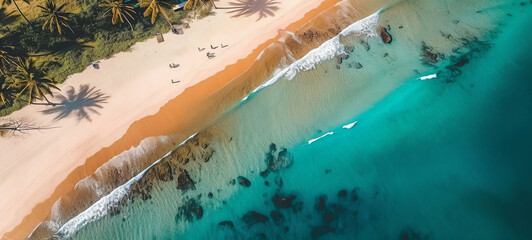 Drone aerial view of sunny Hawaii beach