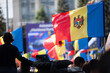 Flags of the Republic of Moldova and the European Union