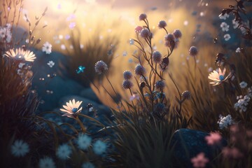 Wall Mural - A beautiful and mysterious fantasy cohesive meadow