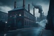 A dark Victorian industrial district, Coal fog, wet and dirty street, Peaky Blinders style