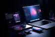 © BUDDHA - Web design isometric concept. Website development of all platforms. Optimization layout website on laptop, phone, tablet. Creation layout responsive Internet page. AI generated