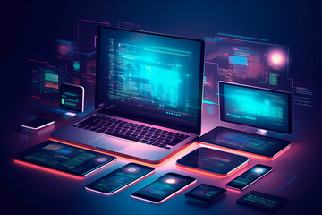 Development of cross-platform websites and mobile apps for laptops. technology used to write software and mobile application code. programming a graphic interface's responsive layout, generative ai