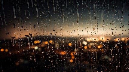 artistic representation of precipitation using backlit raindrops falling on a dark background. gener