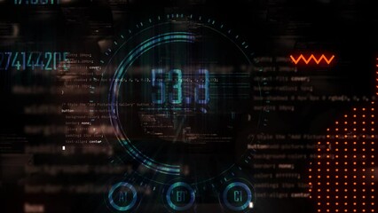 Wall Mural - hud interface scifi animaton of data analyse modern futuristic background
