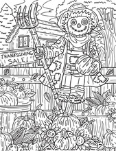 Thanksgiving Scarecrow Coloring Page For Adults