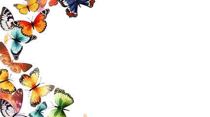 Sticker - butterflies of different species as a frame border, copyspace, generative ai