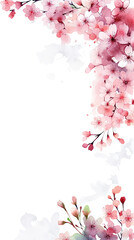 Wall Mural - delicate cherry blossoms forming a frame border, copyspace, generative ai