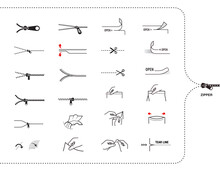 A Set Of Icons For Zippers And Scissors. Set For Package, Shows The Place Of Opening. EPS10.