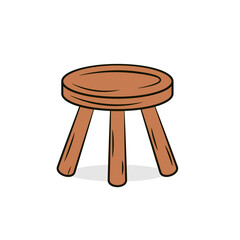 Wall Mural - Wooden three legged stool icon. Clipart image isolated on white background