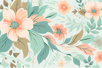 Wall Mural - Delicate floral pattern in pastel colors. Generative AI.