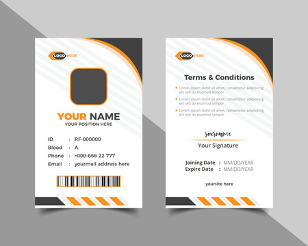 Corporate ID card design template. Simple id card design template. Elegant business company id card. Id card, creative id card
