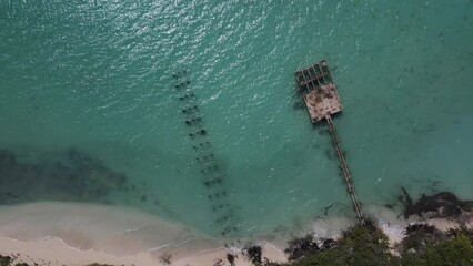 Wall Mural - Aerial drone view of a beach in isolated Cayo Icacos Puerto Rico island