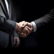 © Mrt - Business partnership meeting concept. Image businessmen handshake. Successful businessmen handshaking after good deal. Horizontal, blurred background, generative ai