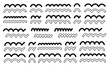 中太の山型の波線のイラストセット/波/線/ベクター/デザイン/装飾線/あしらい/要素/モノクロ